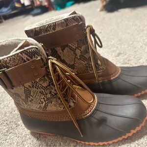 JBU Brown and Tan Winter Rain Boots